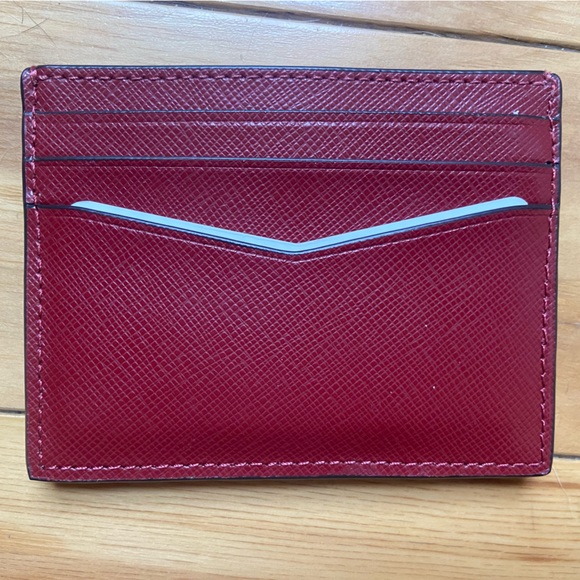 Kate Spade Staci Slim Card Case Holder Wallet Deep Red Leather Luxury Women's - Picture 3 of 5